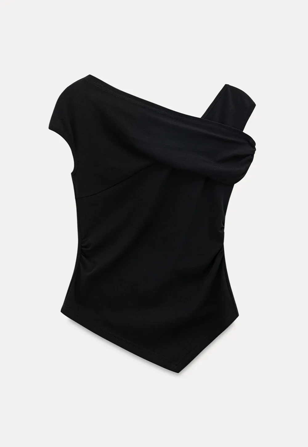 Asymmetrical One Shoulder Ruched Top
