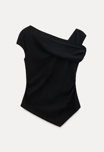 Asymmetrical One Shoulder Ruched Top