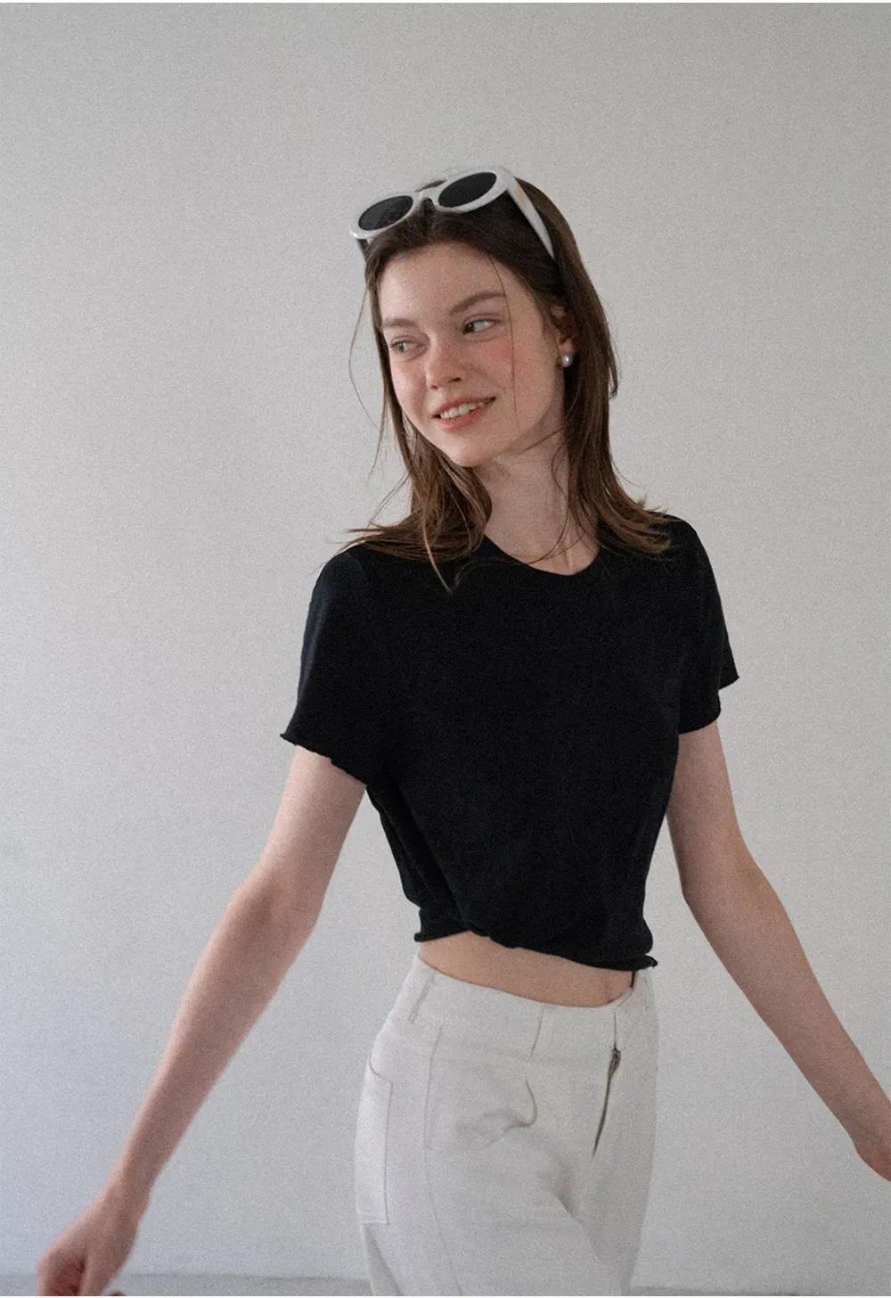 Cropped Tshirt with Side Knot Detail