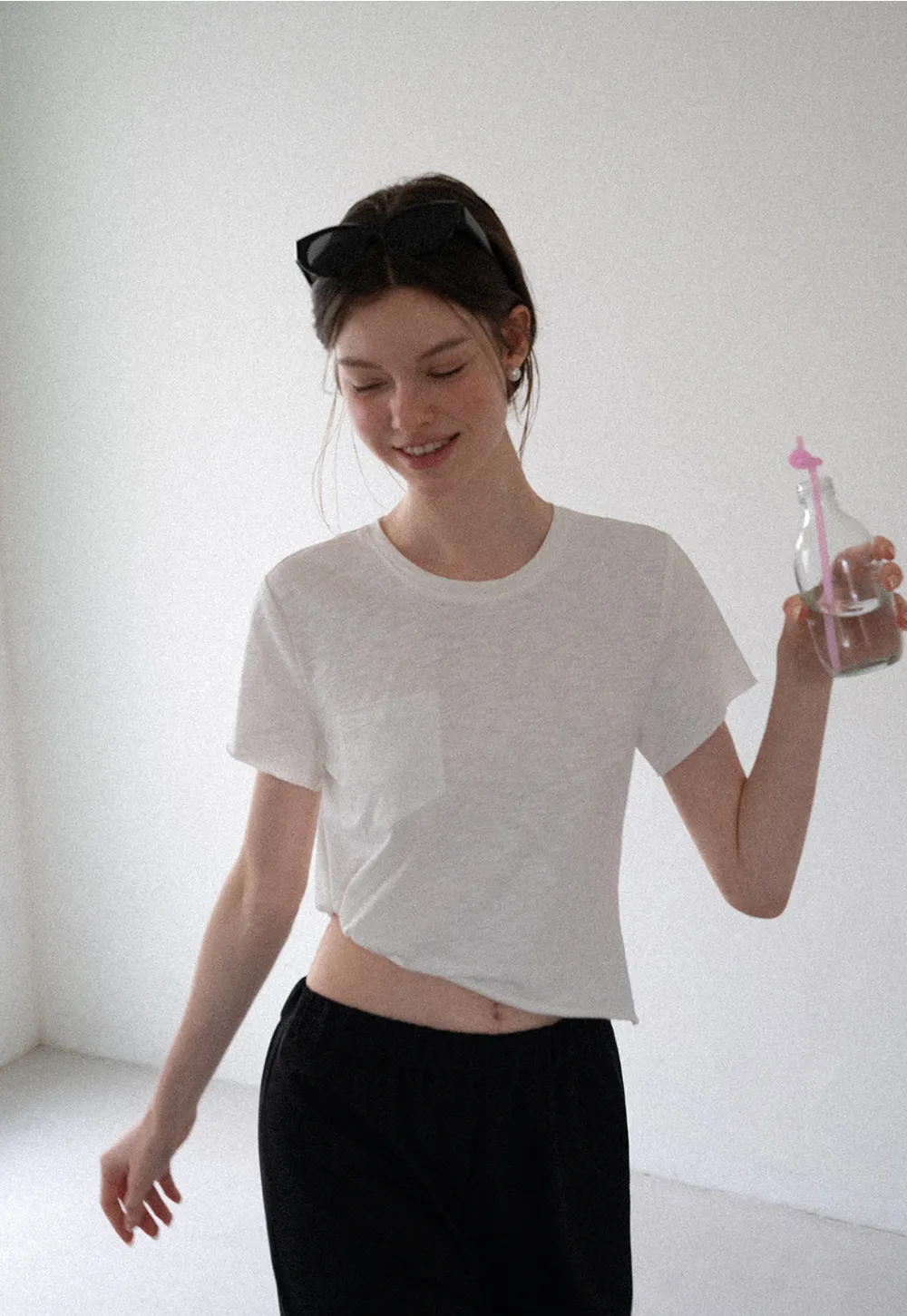 T-shirt court avec détail de nœud sur le côté