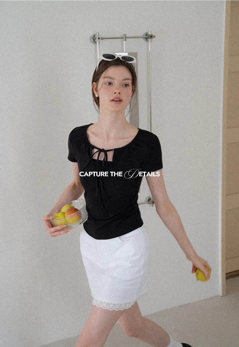 Square Neck Tie Front Short Sleeve Top