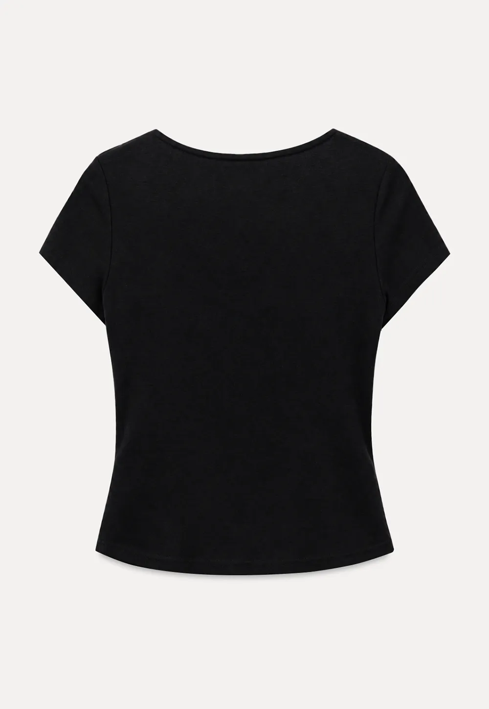 Square Neck Tie Front Short Sleeve Top