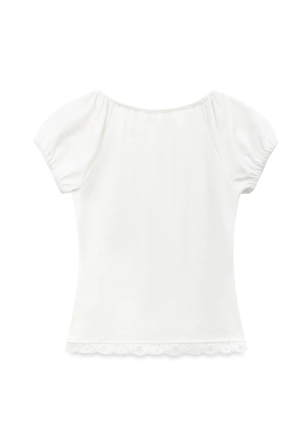 Lace Trim Square Neck Short Sleeve Top