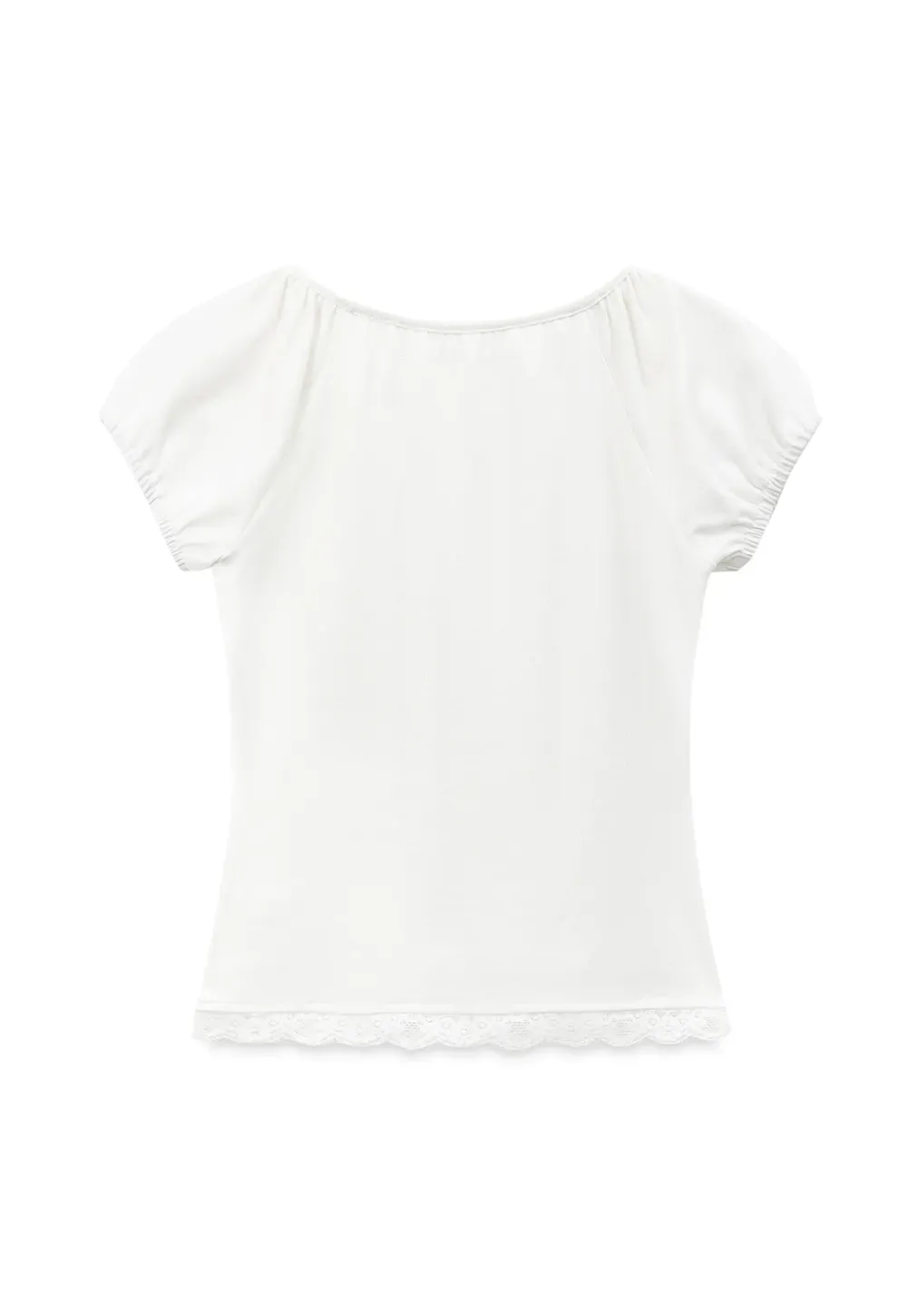 Lace Trim Square Neck Short Sleeve Top