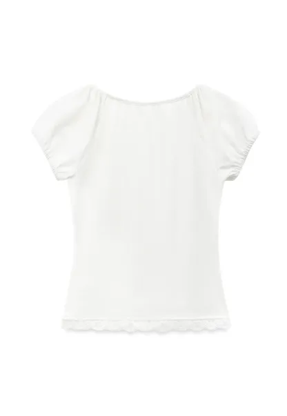 Lace Trim Square Neck Short Sleeve Top