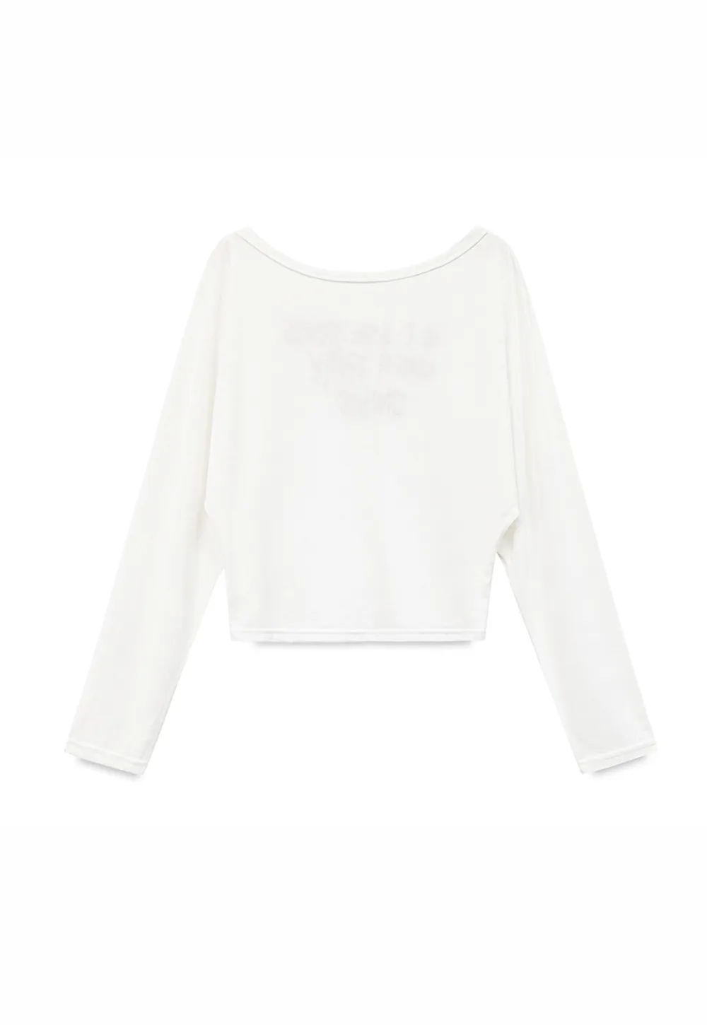 Asymmetric Shoulder Long Sleeve T Shirt With Embroidered Text