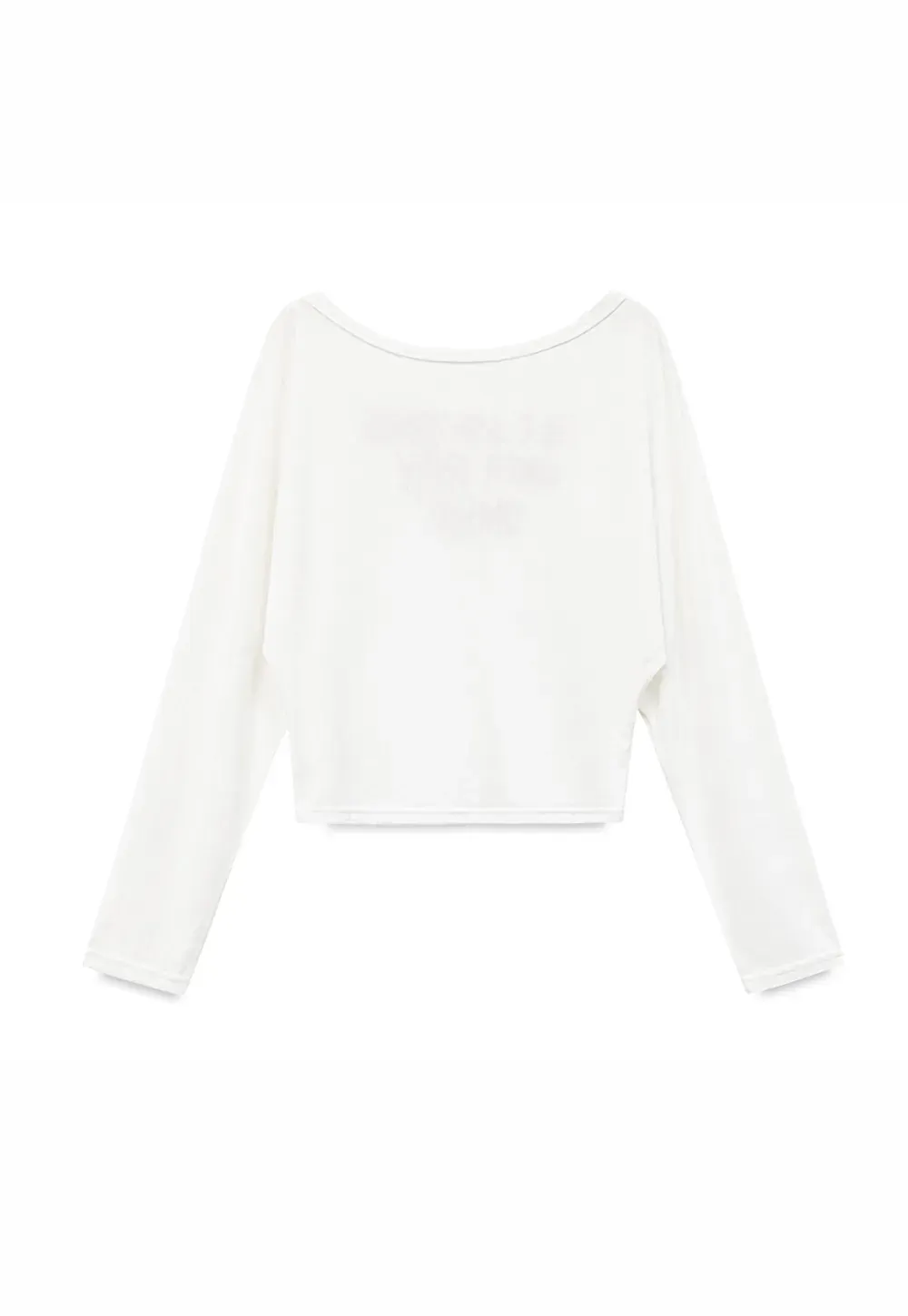 Asymmetric Shoulder Long Sleeve T Shirt With Embroidered Text