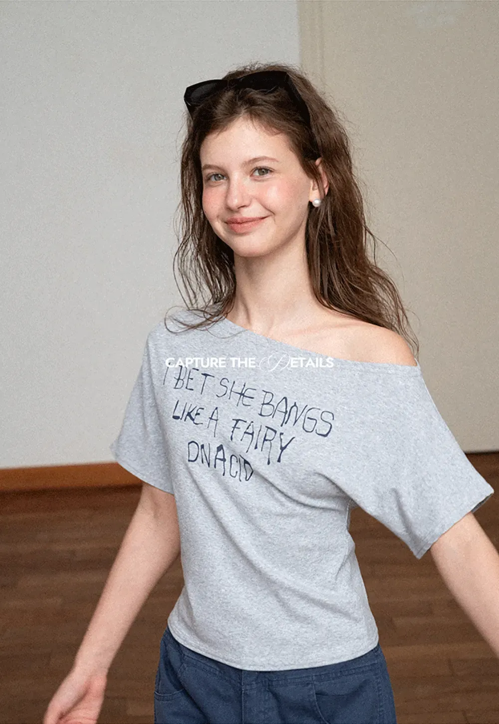 Off Shoulder Graphic Print T Shirt