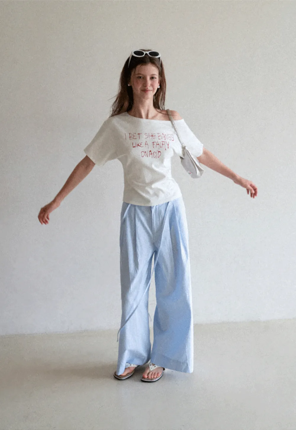 Off Shoulder Graphic Print T Shirt