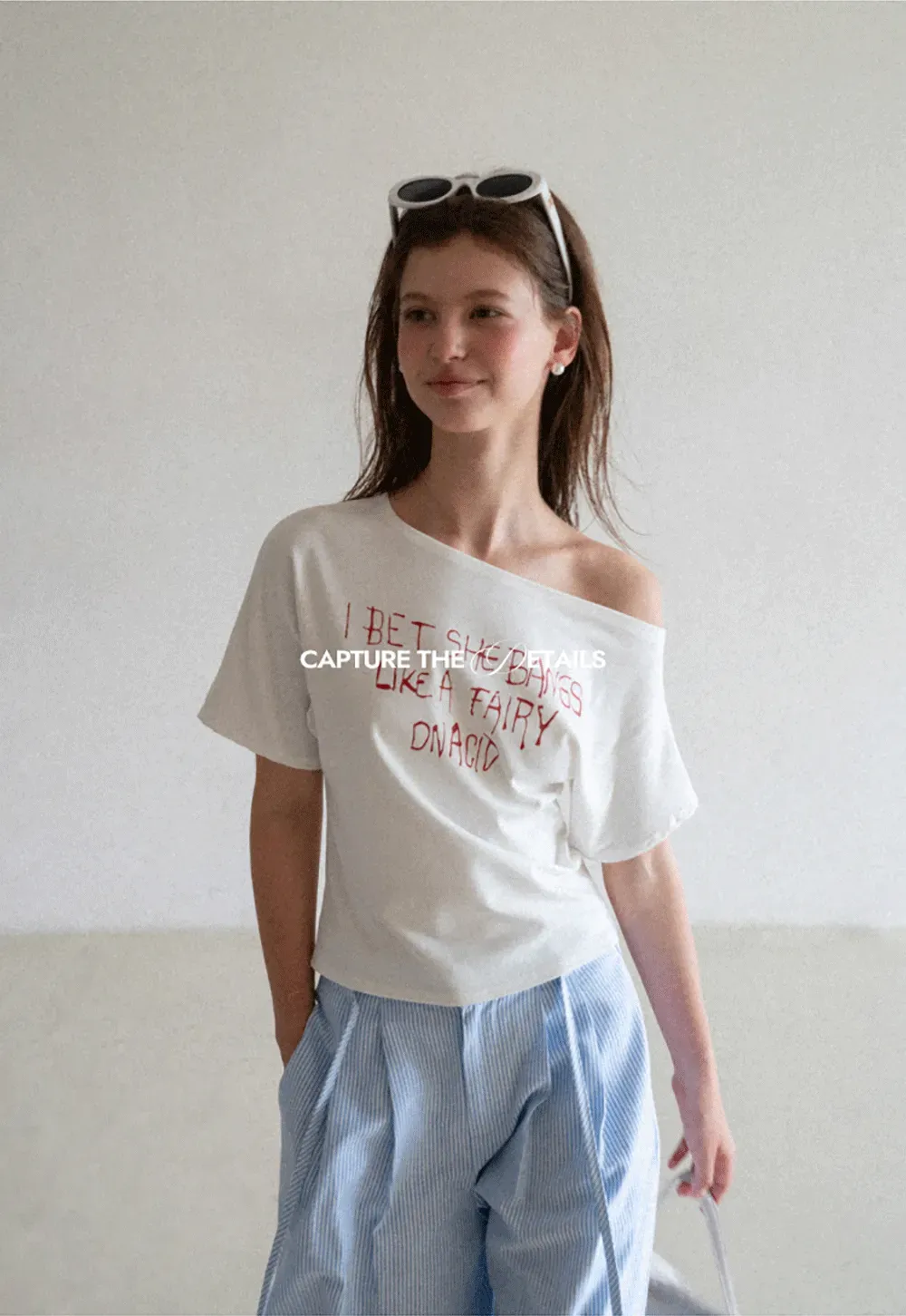 Off Shoulder Graphic Print T Shirt