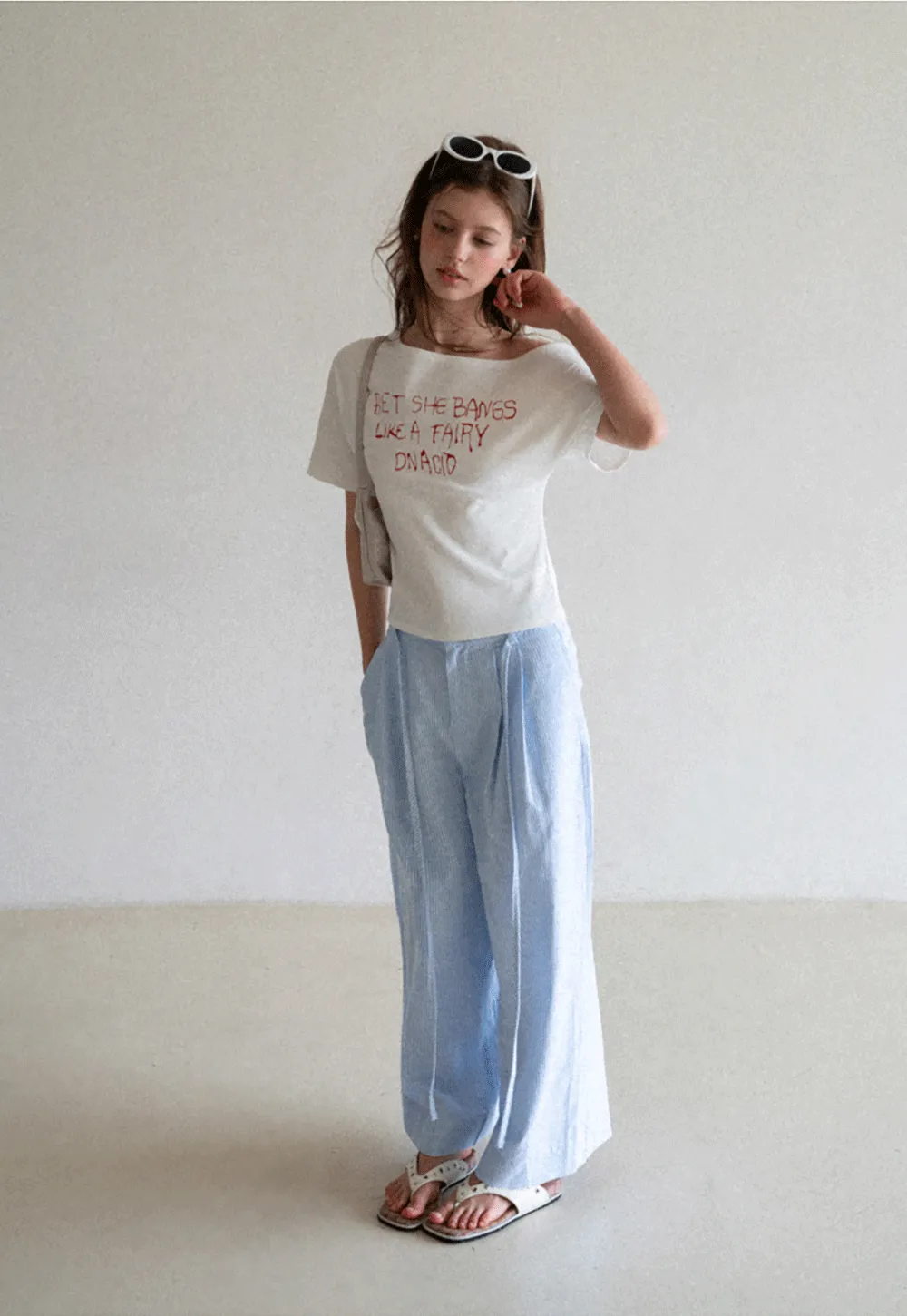 Off Shoulder Graphic Print T Shirt