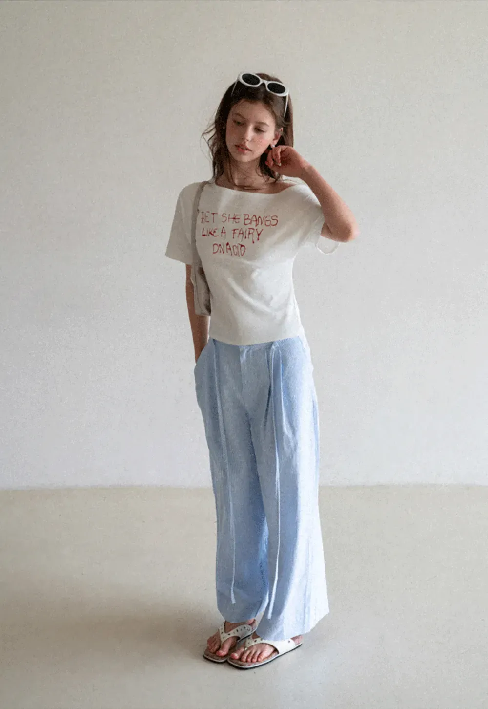 Off Shoulder Graphic Print T Shirt