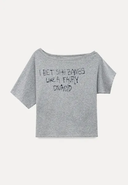 Off Shoulder Graphic Print T Shirt
