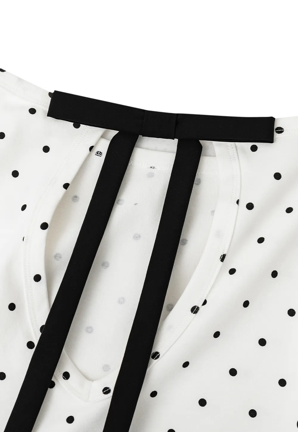 Polka Dot Print Tie Back Short Sleeve Top