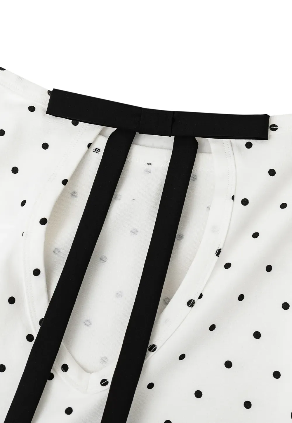Polka Dot Print Tie Back Short Sleeve Top