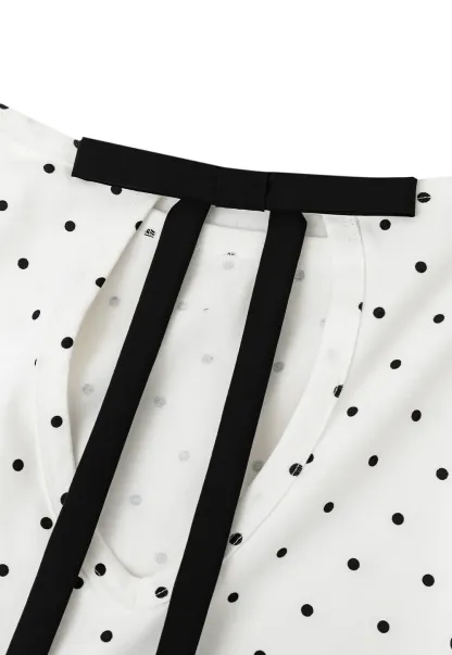 Polka Dot Print Tie Back Short Sleeve Top