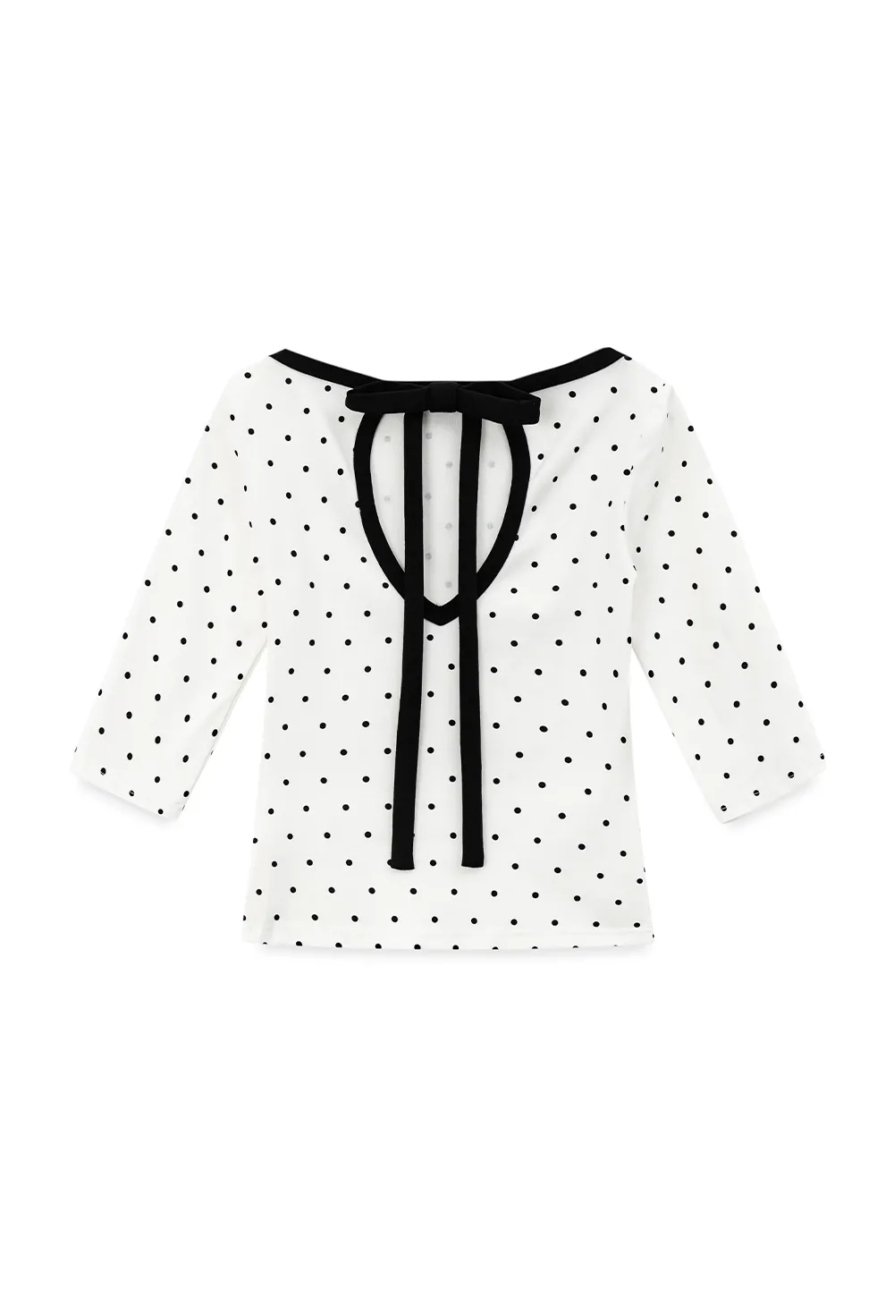 Polka Dot Print Tie Back Short Sleeve Top