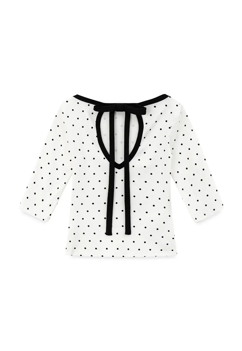 Polka Dot Print Tie Back Short Sleeve Top