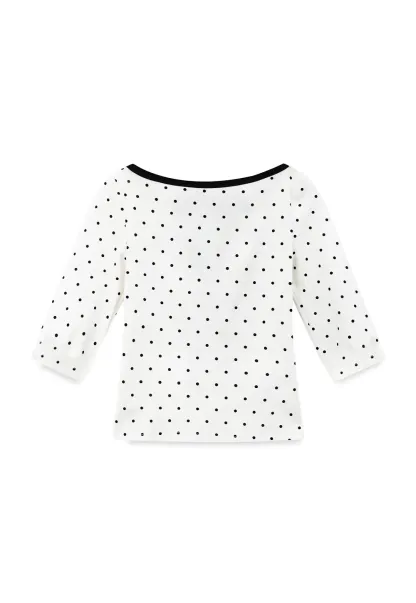 Polka Dot Print Tie Back Short Sleeve Top