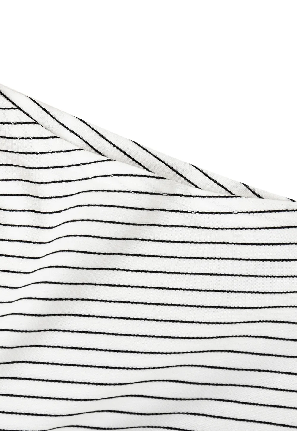 Asymmetrical Neckline Striped Short Sleeve T Shirt