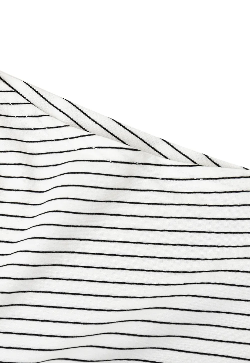 Asymmetrical Neckline Striped Short Sleeve T Shirt