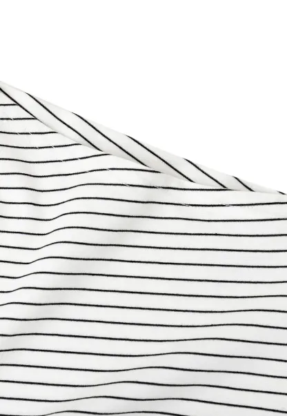 Asymmetrical Neckline Striped Short Sleeve T Shirt