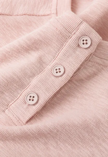 Cropped Henley Neck Short Sleeve Tshirt