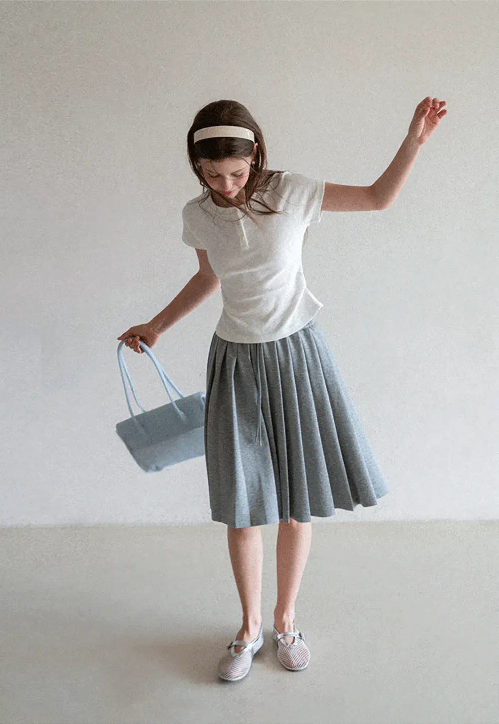 Cropped Henley Neck Short Sleeve Tshirt