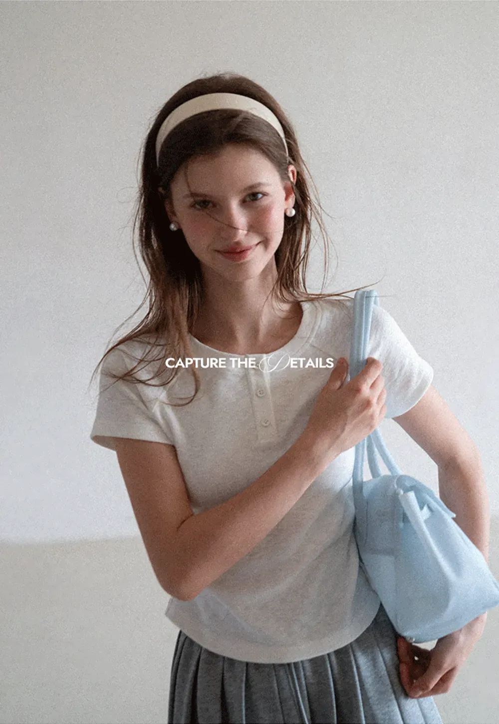 Cropped Henley Neck Short Sleeve Tshirt