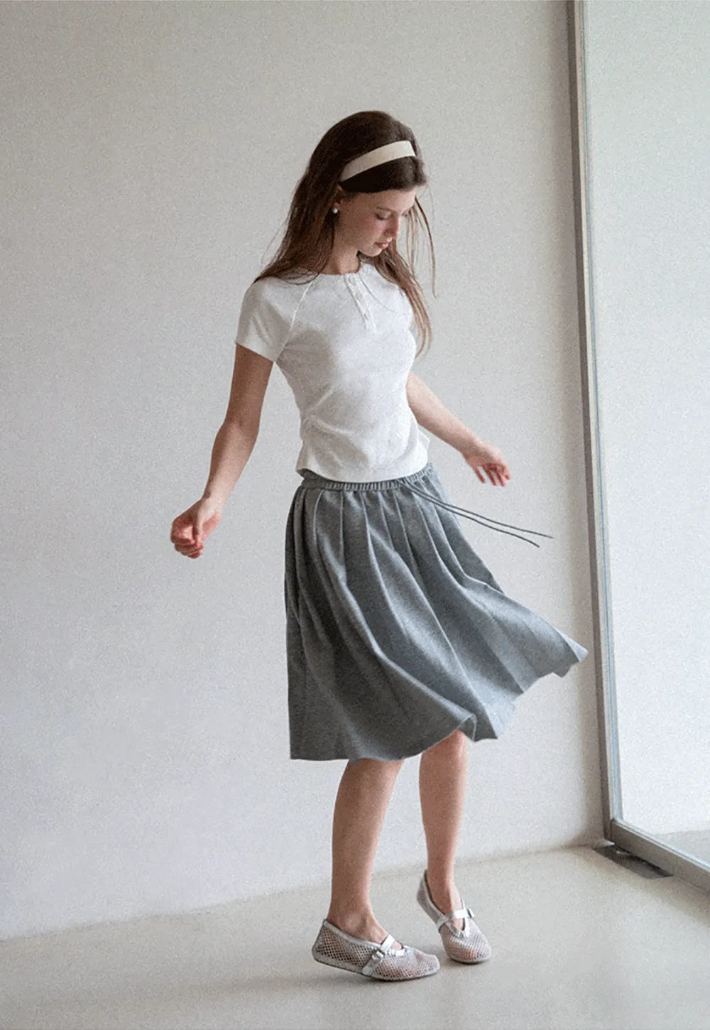 Cropped Henley Neck Short Sleeve Tshirt