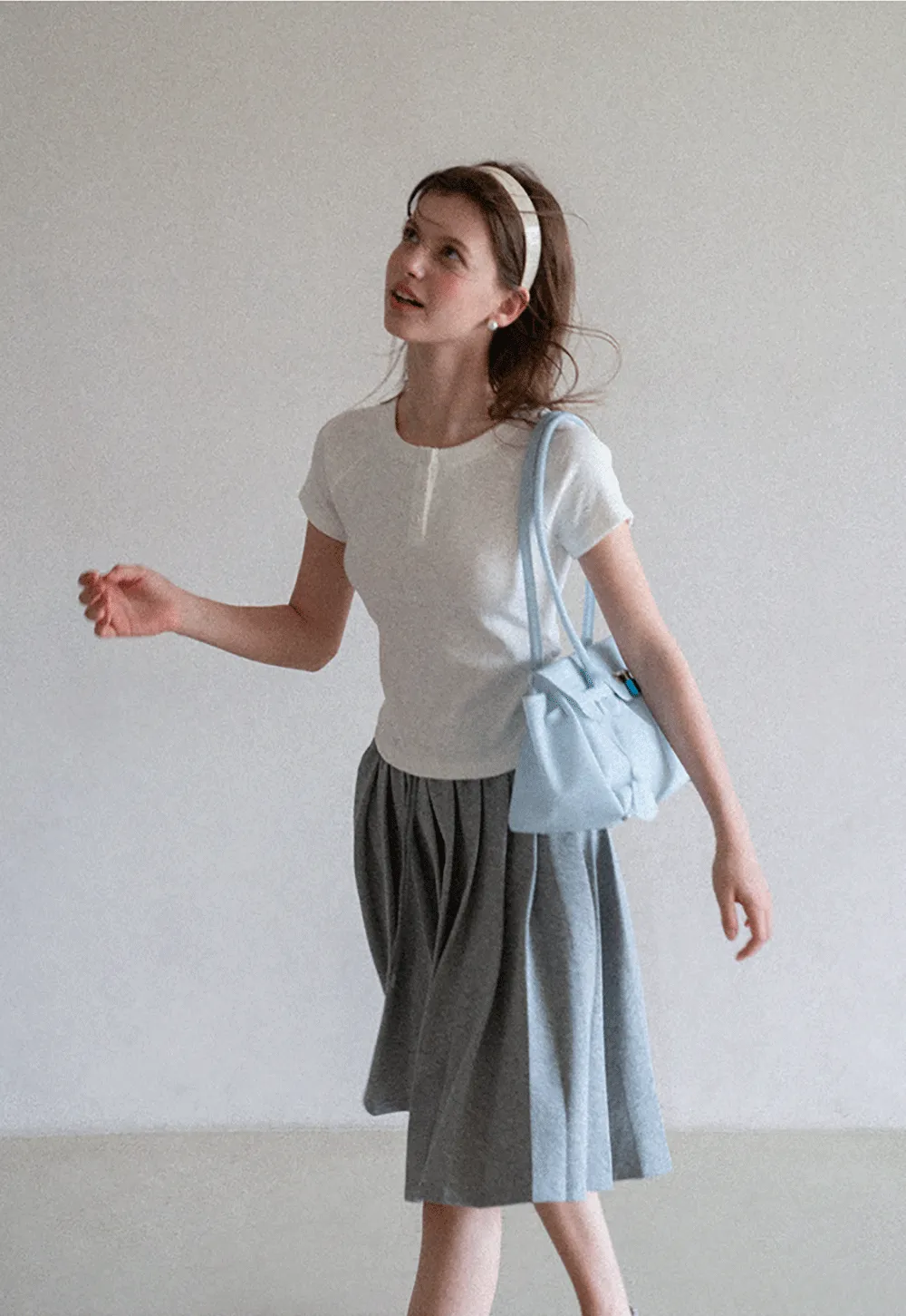 Cropped Henley Neck Short Sleeve Tshirt