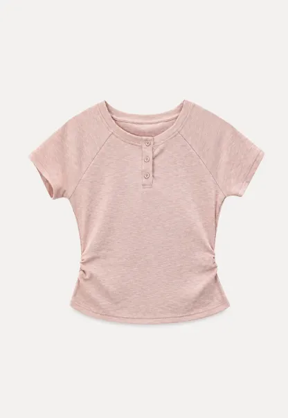 Cropped Henley Neck Short Sleeve Tshirt