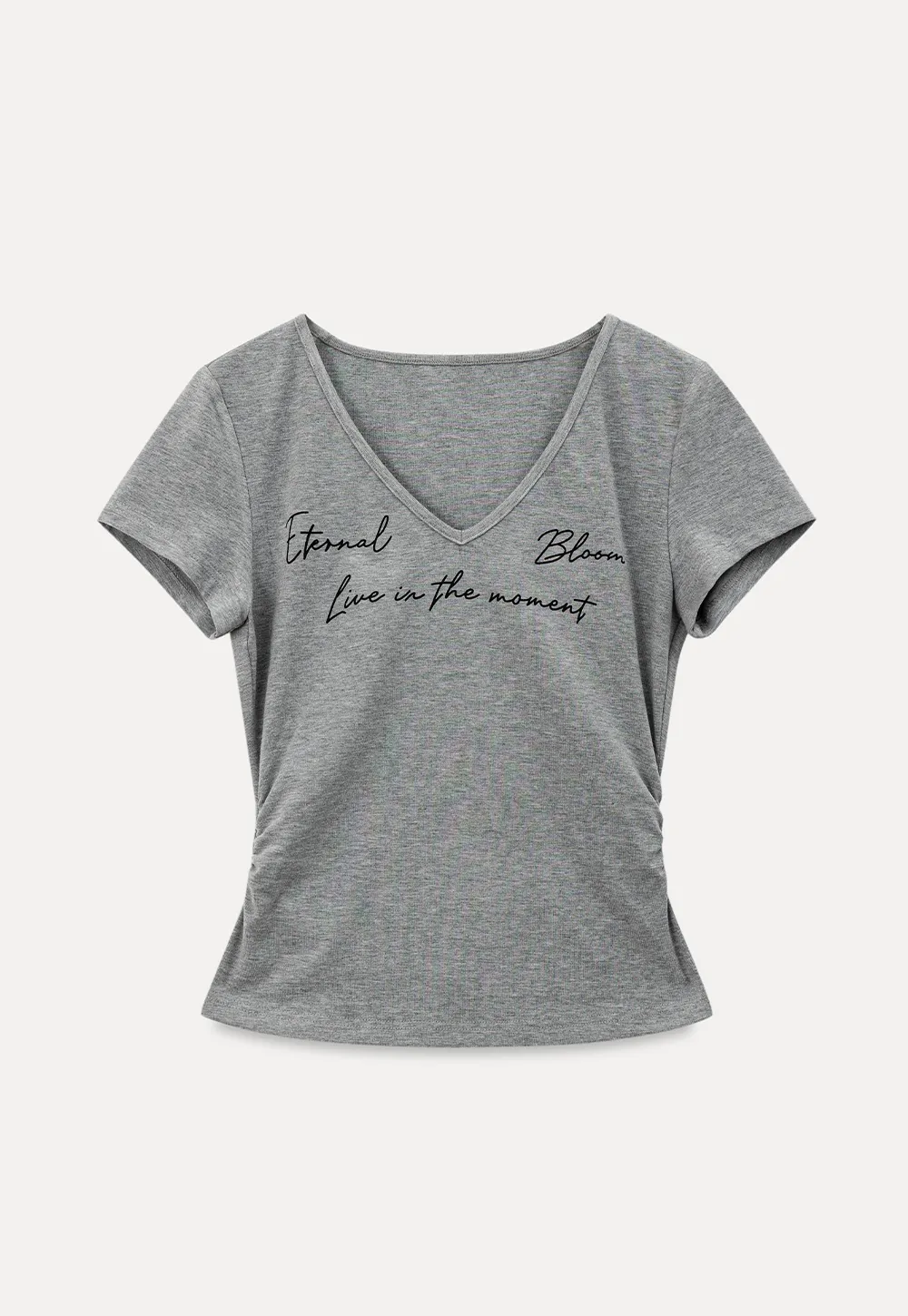 T-shirt à col en V, manches courtes et imprimé graphique