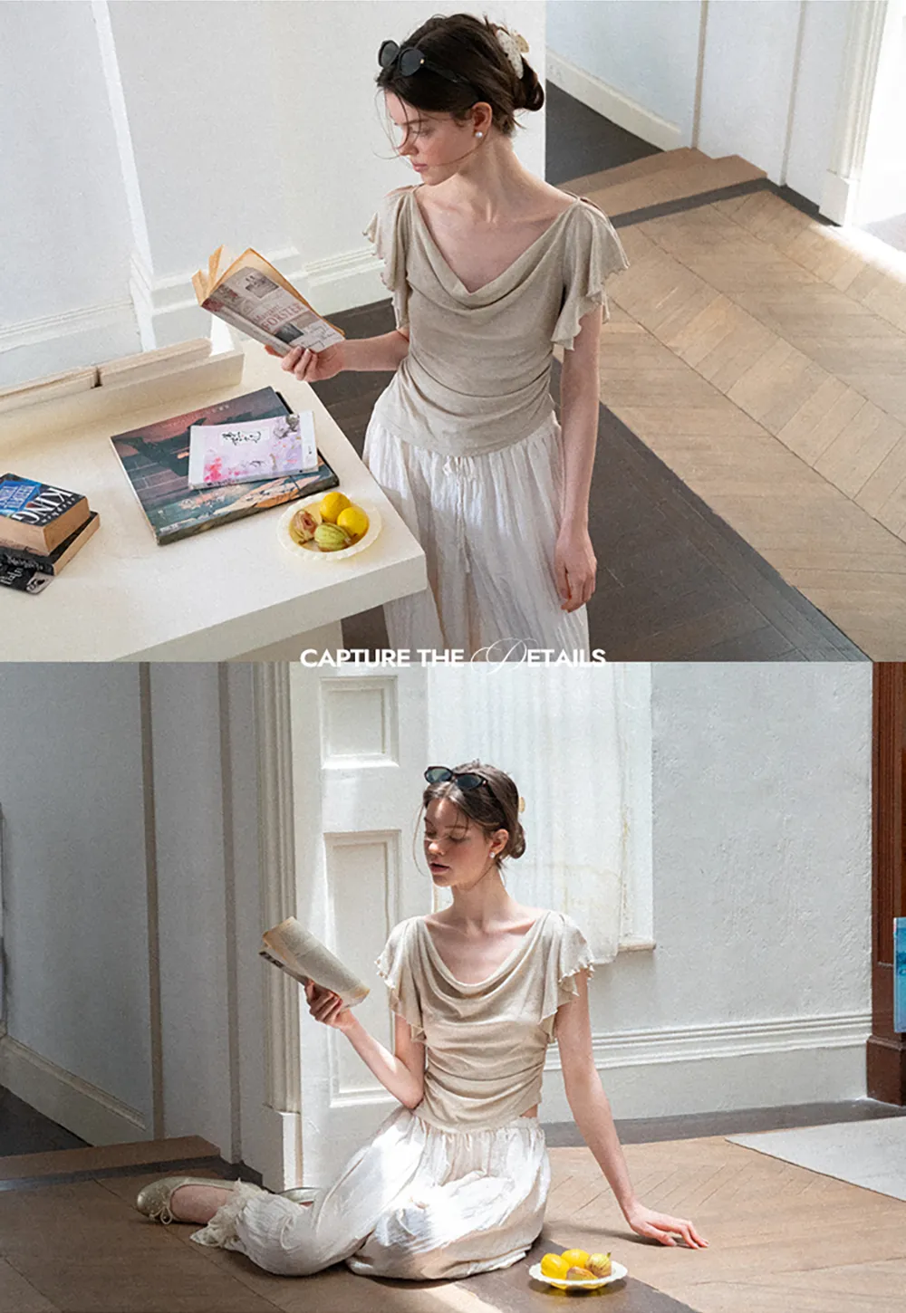 Cowl Neck Ruched Short Sleeve Tshirt