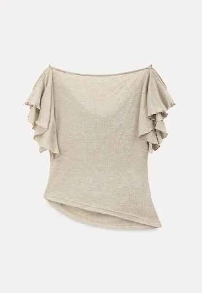 Cowl Neck Ruched Short Sleeve Tshirt