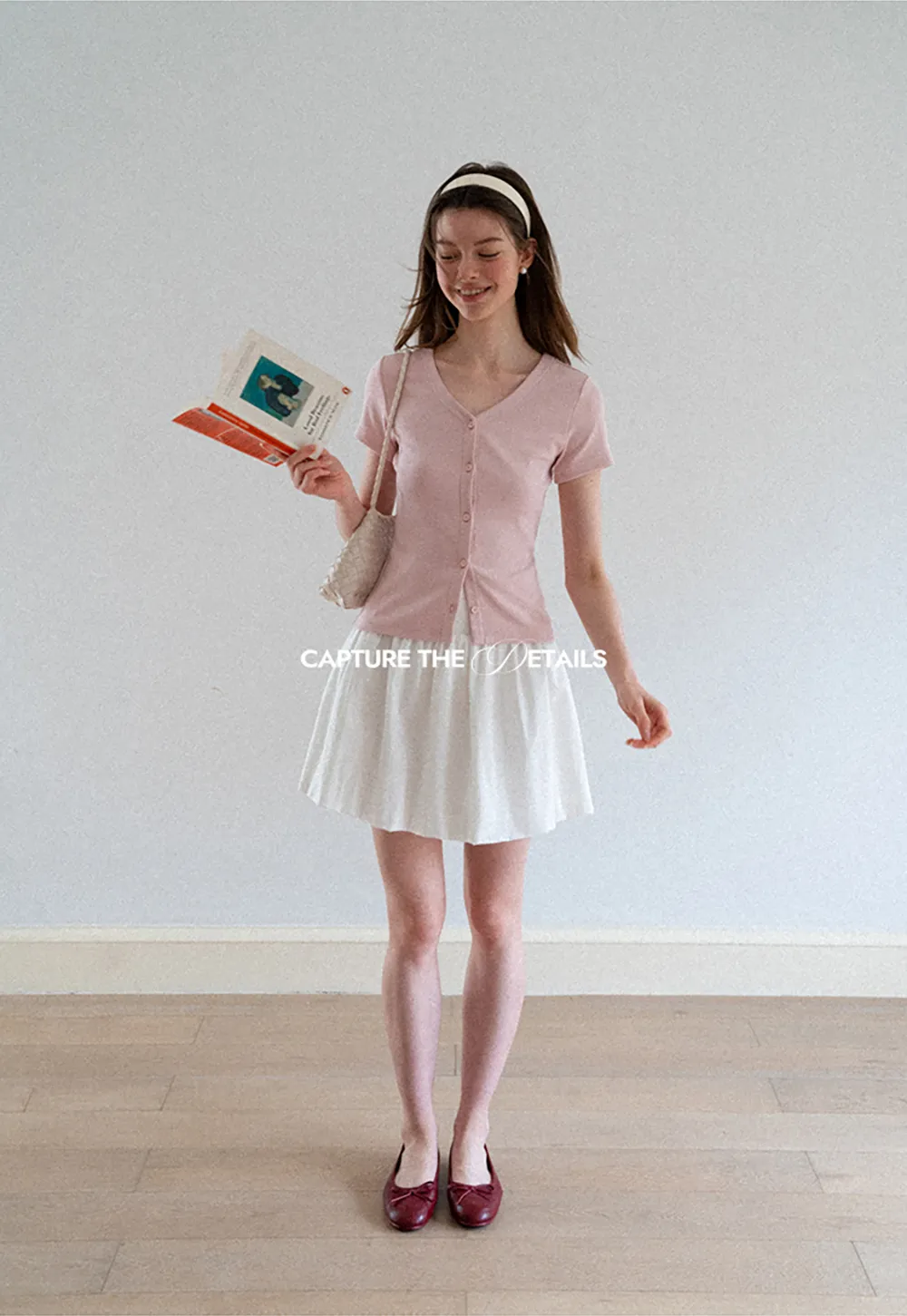 V Neck Button Front Short Sleeve Knit Top