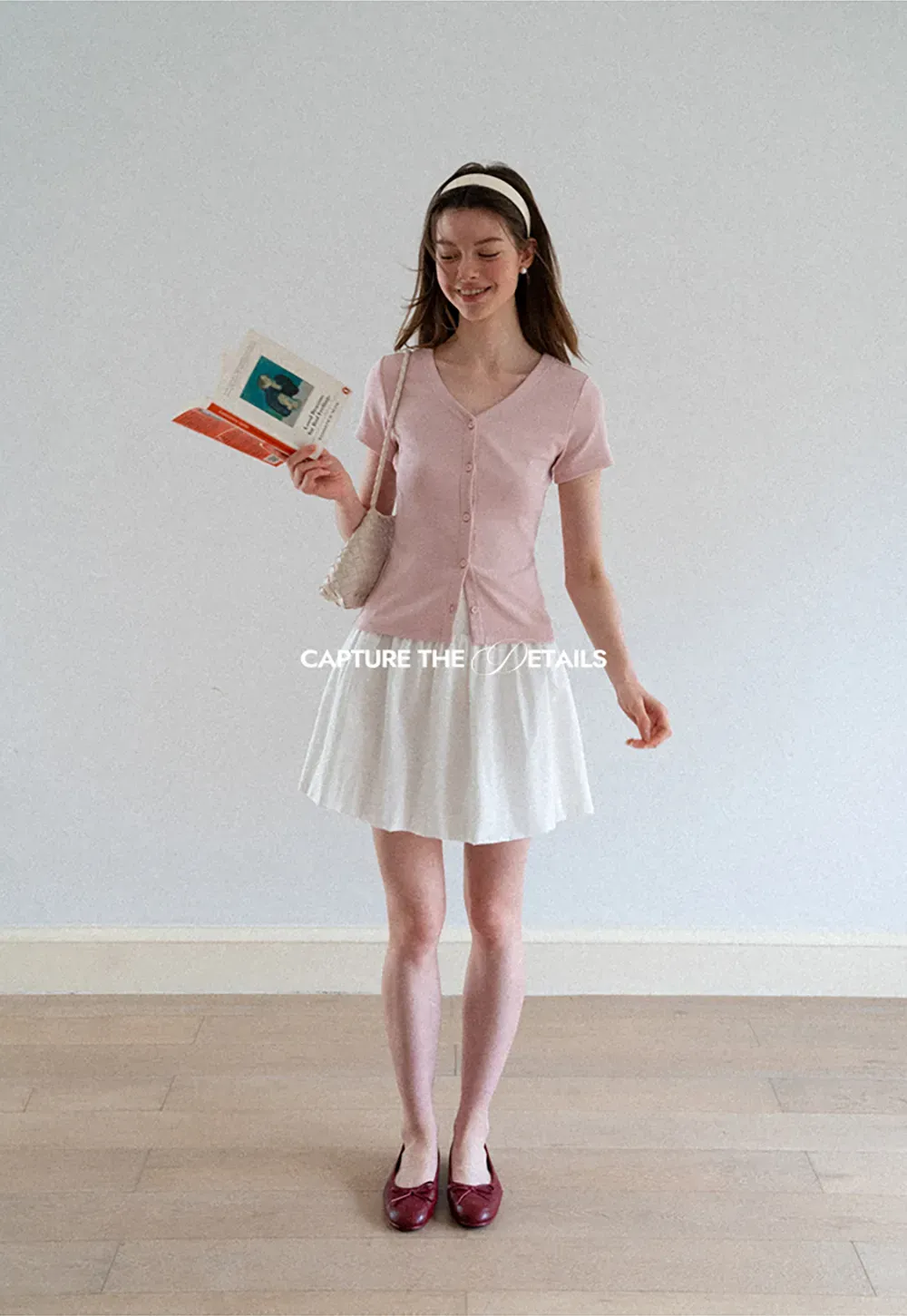 V Neck Button Front Short Sleeve Knit Top