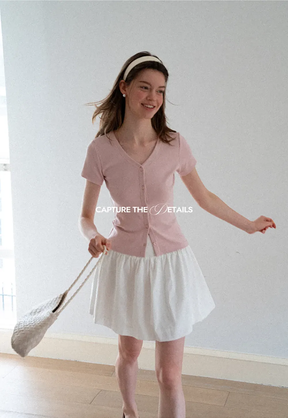 V Neck Button Front Short Sleeve Knit Top