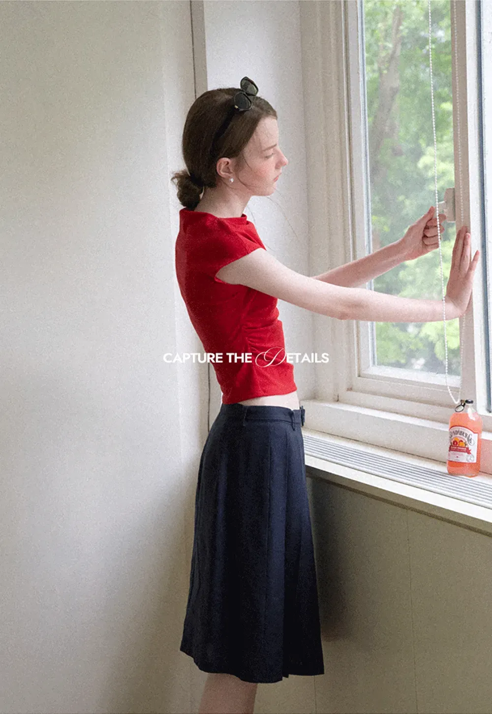 Cropped Cap Sleeve Tshirt with Ruched Detail