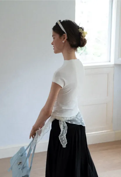 Cropped Cap Sleeve Tshirt with Ruched Detail