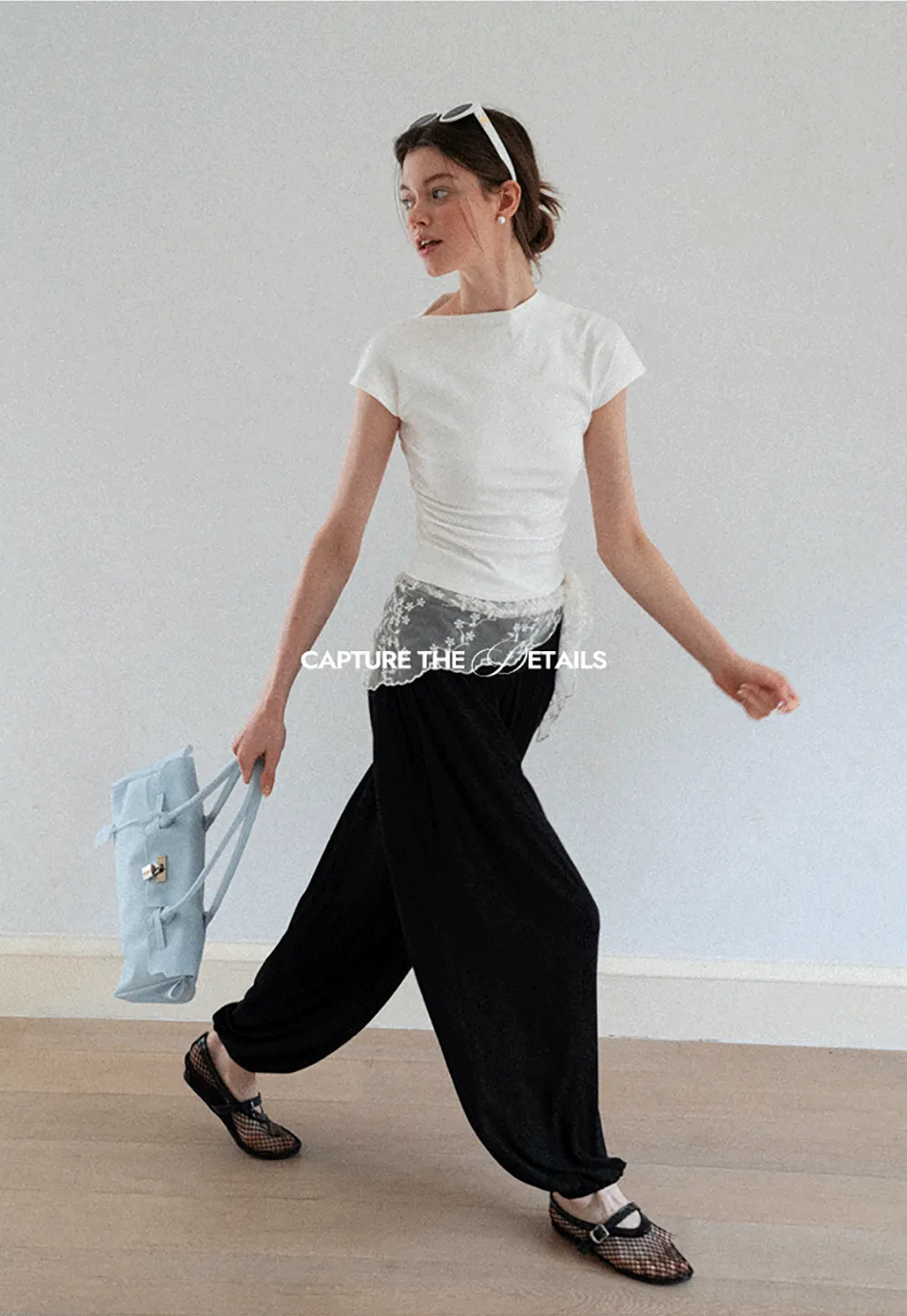 Cropped Cap Sleeve Tshirt with Ruched Detail