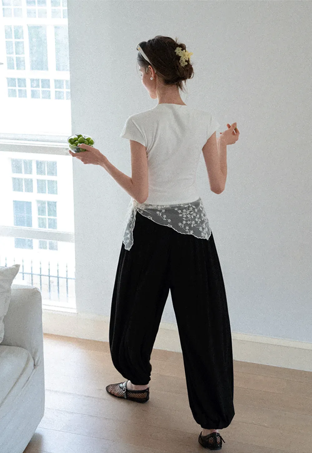 Cropped Cap Sleeve Tshirt with Ruched Detail