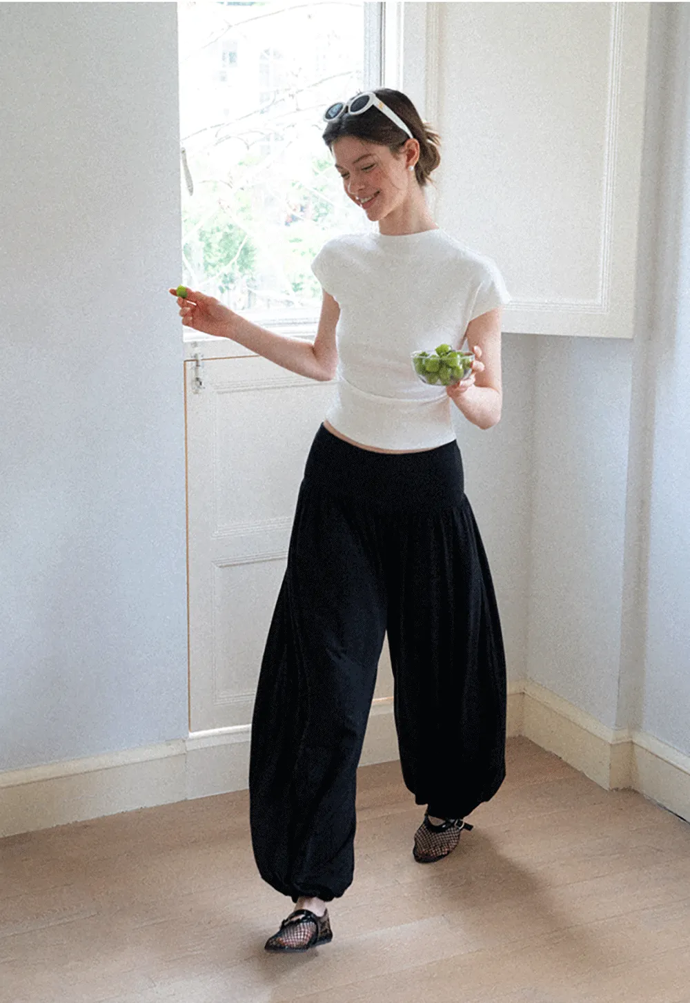Cropped Cap Sleeve Tshirt with Ruched Detail