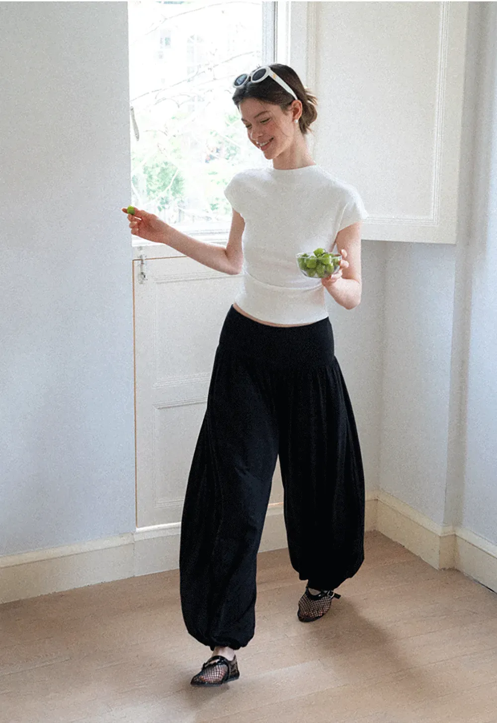 Cropped Cap Sleeve Tshirt with Ruched Detail