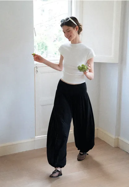 Cropped Cap Sleeve Tshirt with Ruched Detail
