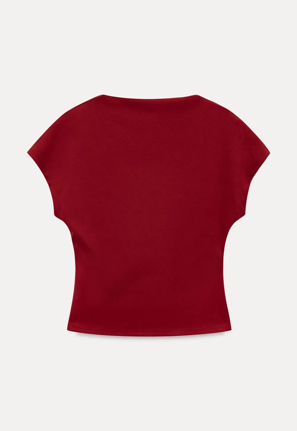 Cropped Cap Sleeve Tshirt with Ruched Detail