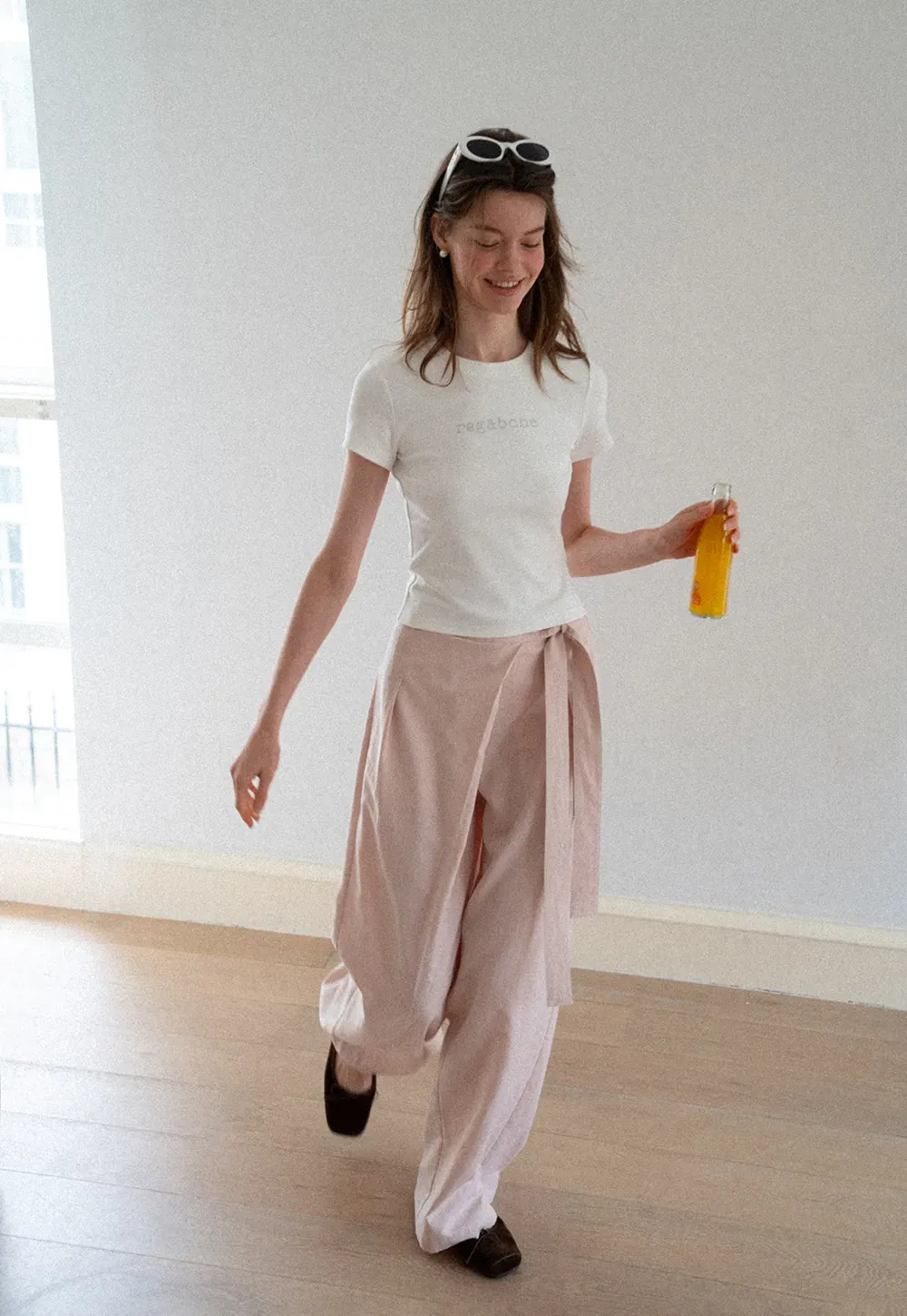 Embroidered Logo Cropped Crew Neck T Shirt
