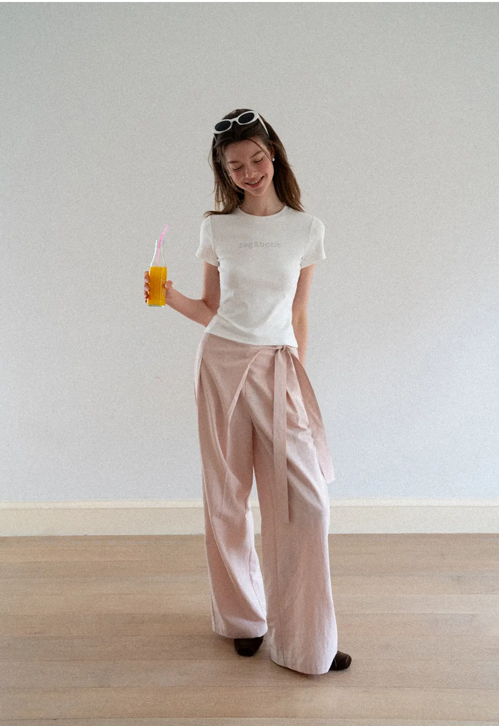 Embroidered Logo Cropped Crew Neck T Shirt