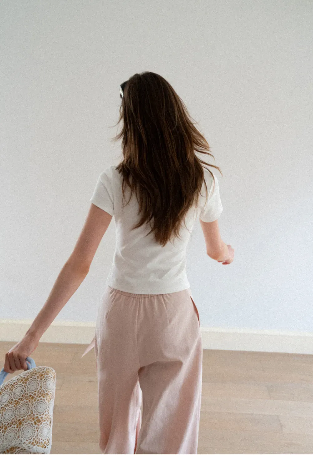 Embroidered Logo Cropped Crew Neck T Shirt