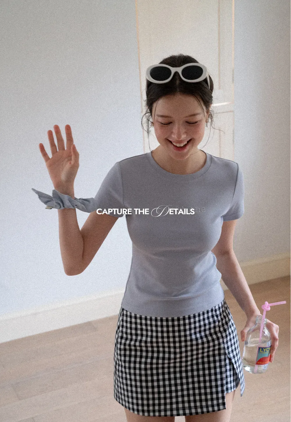 Embroidered Logo Cropped Crew Neck T Shirt